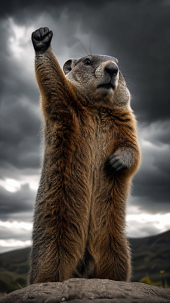 Triumphant Groundhog — HD phone wallpaper