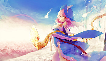 Bright Winter, winter, snow, trees, touhou, saigyouji yuyuko HD wallpaper