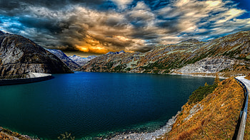 kölnbrein Dam, sky, water, austria, dam HD wallpaper