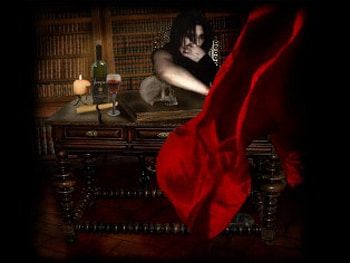 Troubled Master, man, skull, woried, drape, candle, glass, thinking, concerned, wine HD wallpaper