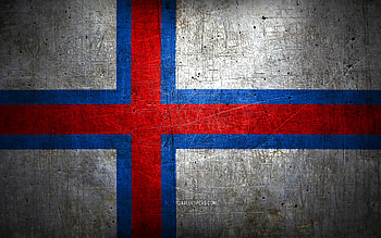 Faroe Islands metal flag, grunge art, European countries, Day of Faroe Islands, national symbols, Faroe Islands flag, metal flags, Flag of Faroe Islands, Europe, Faroe Islands HD wallpaper
