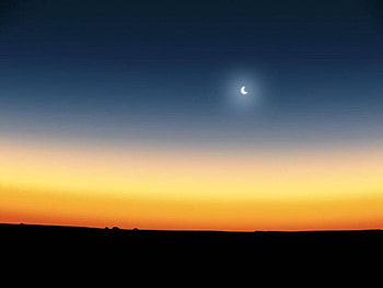 Sunset Moon, black, darkness, moon, golden sky, sunset HD wallpaper