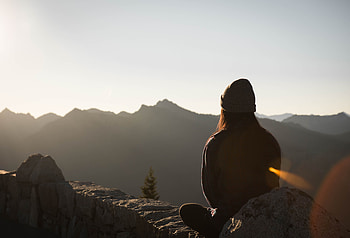 Mountains, Silhouette, Privacy, Seclusion, Miscellanea, Miscellaneous, Girl, Loneliness HD wallpaper