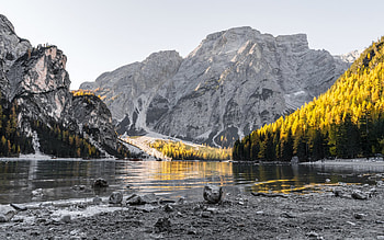mountain lake, morning, sunrise, mountain landscape, mountains, beautiful lake, Canada HD wallpaper