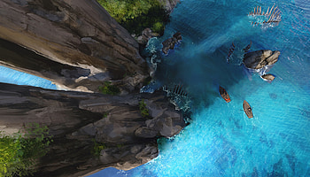 Art, Boats, Rocks, View From Above, Ocean HD wallpaper