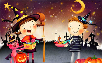 Happy Halloween, kids, Halloween, cartoons, art HD wallpaper