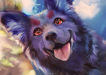 Skoll, charline k, dog, flutti, black, art, fantasy, face, luminos, caine HD wallpaper