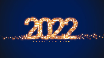 Golden Lights Glare Glitter 2022 Happy New Year Blue Background 2022 HD wallpaper