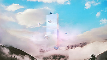 Sky, clouds, mirror, fantasy HD wallpaper
