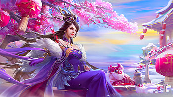 Sakura Beauty, pink, digital, art, fantasy, , girl, woman, beautiful, purple, lamamake HD wallpaper