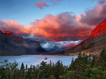 * * *, Firs, Afternoon, Sun, Nice, Glacier HD wallpaper