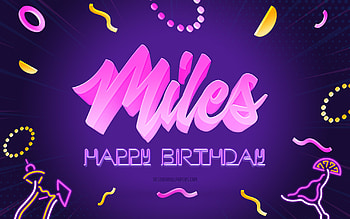 Happy Birtay Miles, , Purple Party Background, Miles, creative art, Happy Miles birtay, Miles name, Miles Birtay, Birtay Party Background HD wallpaper