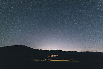 Night, Horizon, Dark, Shine, Light, Car, Starry Sky HD wallpaper