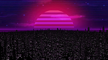 City View Night Stars Illustration, synthwave, vaporwave, night, stars, illustration, artist, artwork, digital-art HD wallpaper