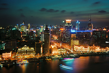 Cities, View From Above, Night City, Skyscrapers, Shanghai HD wallpaper