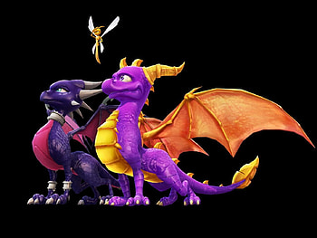 Spyro, Cynder And Sparx, cynder, dragon, dragon fly, spyro, sparx HD wallpaper