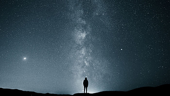 Dark, Shine, Silhouette, Seclusion, Privacy, Starry Sky, Brilliance, Loneliness HD wallpaper