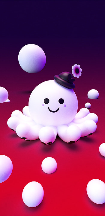 Octopus, 3D, cartoon, flower HD phone wallpaper