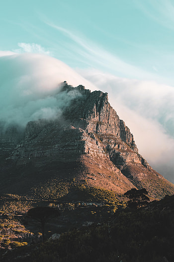 Nature, Rock, Vertex, Top, Fog, Cloud HD phone wallpaper