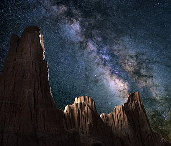 Nature, Rocks, Starry Sky, Milky Way HD wallpaper