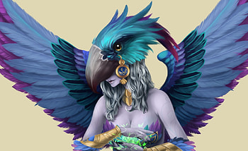 Fantasy girl, blue, wings, feather, bird, fantasy, pasare, girl, luminos HD wallpaper