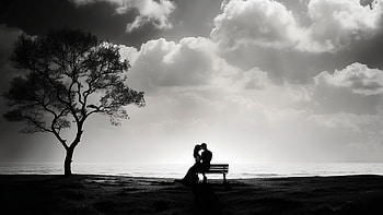 Romantic Silhouette Couple, romance, couple, love, silhouette HD wallpaper