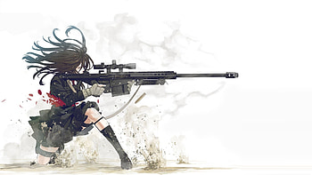 Anime Guns Weapons Manga Anime Girls White Background Sniper Rifles or Android Full . HD wallpaper