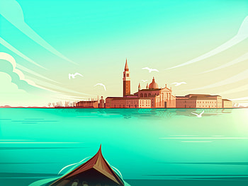 Water, Art, City, Building, Boat HD wallpaper