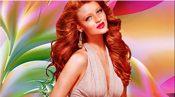Alyssa Campanella With Abstract Background, red hair, beauty, ginger, abstract, female, sexy, gorgeous, girl, beautiful, woman, pink, pretty, green, red head, women, redhead, lovely HD wallpaper