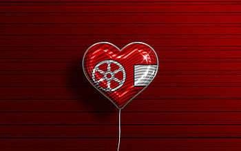 I Love Erfurt, , realistic balloons, red wooden background, german cities, flag of Erfurt, Germany, balloon with flag, Erfurt flag, Erfurt, Day of Erfurt HD wallpaper