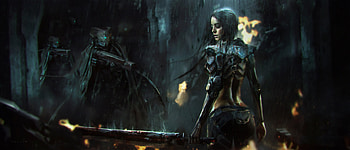 Girl In Rain Cyberpunk, artist, artwork, artstation, fantasy-girls HD wallpaper