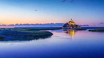 Mont Saint Michel, Travels, Nature, Sunset HD wallpaper