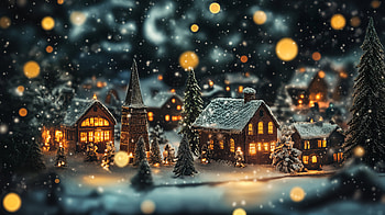 Enchanting Christmas Town - Ultra, christmas town, Christmas, winter, snow, village HD wallpaper