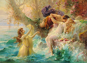 vintage painting, fairies, mermaid, old, painting HD wallpaper