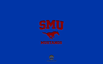SMU Mustangs, blue background, American football team, SMU Mustangs emblem, NCAA, Texas, USA, American football, SMU Mustangs logo HD wallpaper