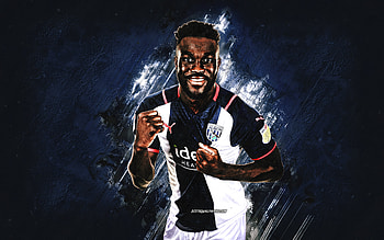 Daryl Dike, West Bromwich Albion FC, american football player, blue stone background, Premier League, England, football HD wallpaper
