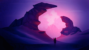 Art, Rocks, Silhouette, Volcano, Traveler, Traveller HD wallpaper