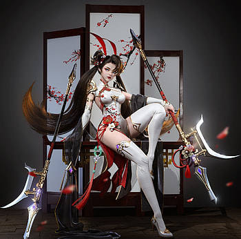 Fantasy girl, white, girl, fantasy, johnhide, red HD wallpaper