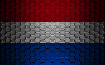 Netherlands flag, 3d hexagons texture, Netherlands, 3d texture, Netherlands 3d flag, metal texture, flag of Netherlands HD wallpaper