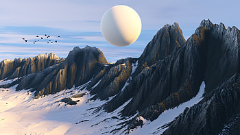 Mountains 3d Planet Illustration, mountains, 3d, artist, artwork, digital-art, illustration HD wallpaper