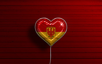 I Love Potsdam, , realistic balloons, red wooden background, german cities, flag of Potsdam, Germany, balloon with flag, Potsdam flag, Potsdam, Day of Potsdam HD wallpaper