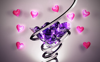 3D, Form, Glass, Heart, Spiral HD wallpaper