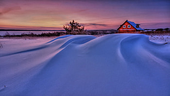Drifting Through, winter, colorful, cold, sky, beautiful, r, sunset HD wallpaper