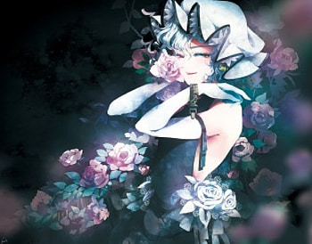 Remilia Scarlet, sexy, white gloves, short, smile, hot, anime girl, rose, sliver hair, lipstick, touhou, cool, flowers, headdress, blush, female HD wallpaper