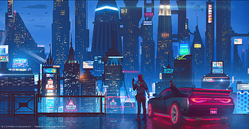 Cybeprunk City Science Fiction Car Ride Night Glow, cyberpunk, city, artist, artwork, digital-art, deviantart HD wallpaper