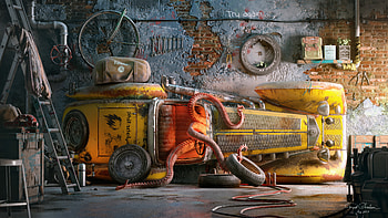 Mercedes Vintage Car Rebuild Environments , mercedes, artist, artwork, digital-art, deviantart HD wallpaper