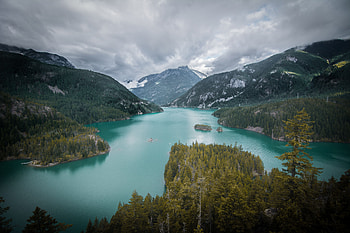 Landscape, Nature, Trees, Mountains, View From Above, Lake HD wallpaper