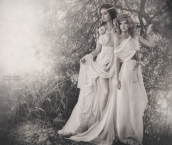 TWO BEAUTIES, abstract, graphy, bw, beauties, woman HD wallpaper
