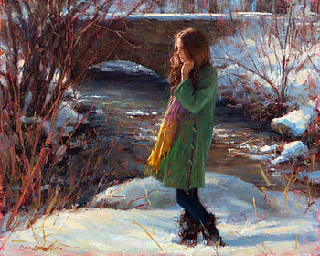 Winter's Tale, cold, winter, lady, painting HD wallpaper