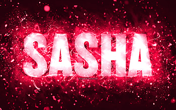 Happy Birtay Sasha, , pink neon lights, Sasha name, creative, Sasha Happy Birtay, Sasha Birtay, popular american female names, with Sasha name, Sasha HD wallpaper